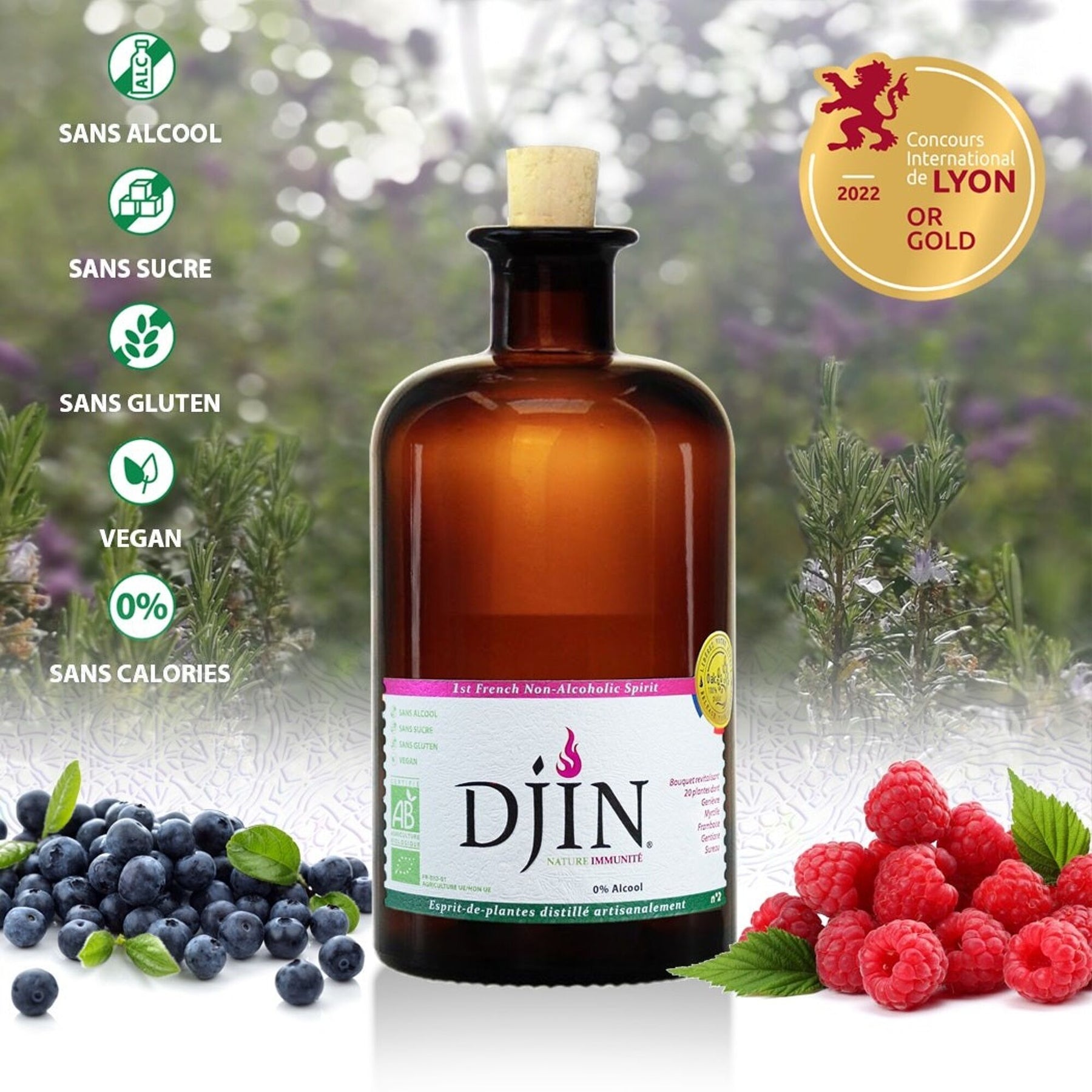 Djin Nature Immunité – Alcohol-Free Spirit with Antioxidant Herbs