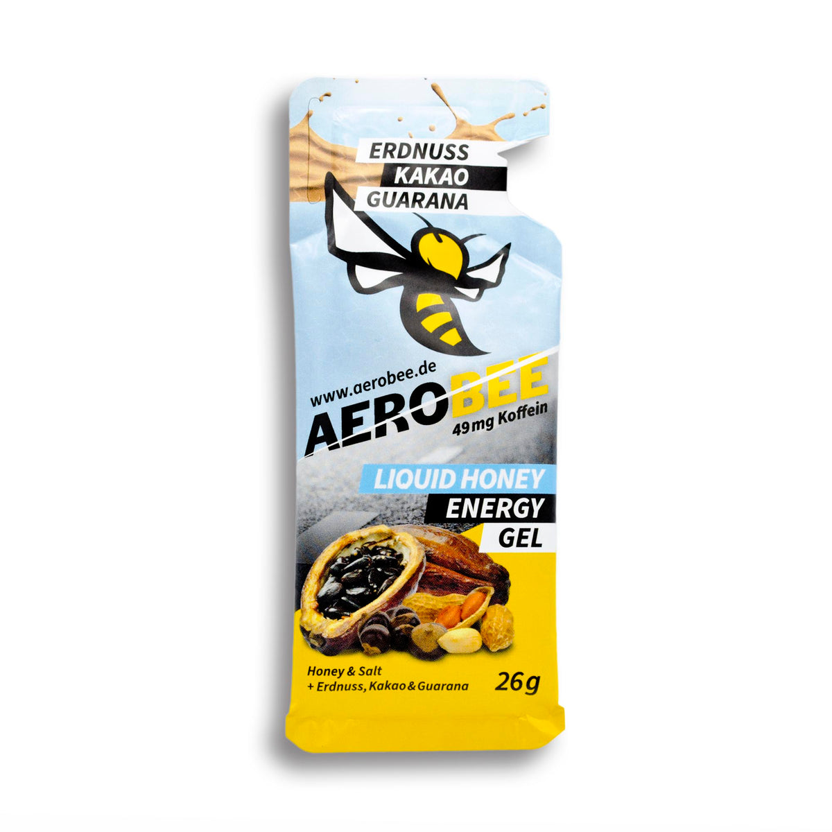 Gel énergétique AEROBEE LIQUIDE à la cacahuète, au cacao et au guarana