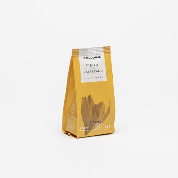 Saffron Risotto 215g in Recyclable Paper | Easy-to-Prepare, Gluten-Free Italian Tradition