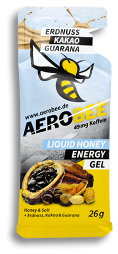 Gel énergétique AEROBEE LIQUIDE à la cacahuète, au cacao et au guarana