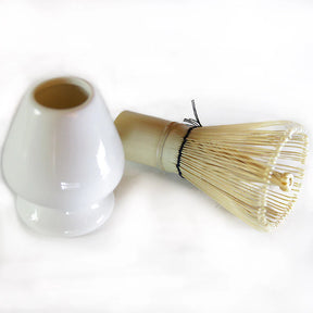 Mr.MATCHA® set: Matcha whisk (chasen) and whisk holder - white