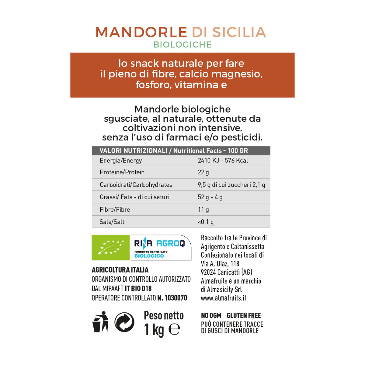 ALMASICILY - Сицилийский миндаль, 1 кг. - Superalex.co