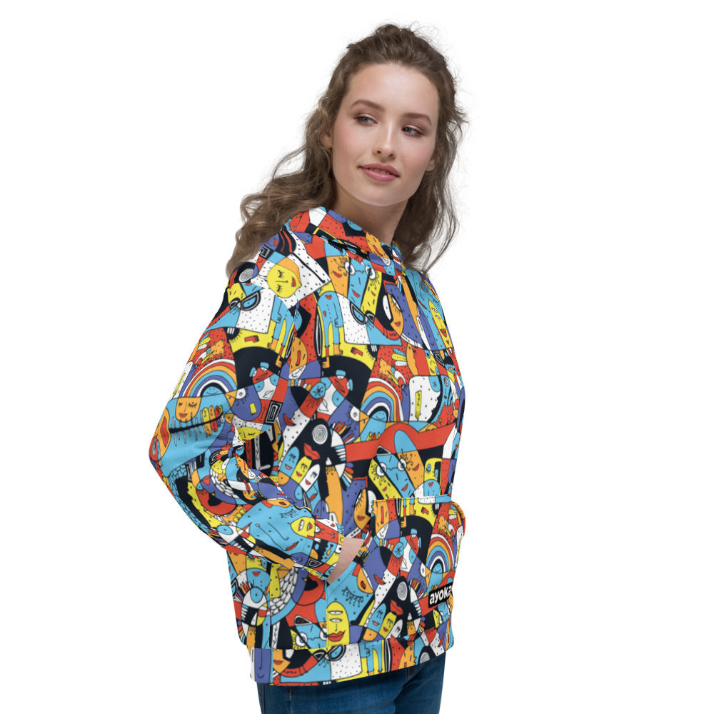 Uniseks hoodie met ayoka-patroon